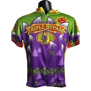Vintage 2005 Primal Wear Triple Bypass Team Evergreen‎ Cycling Jersey Mens Large